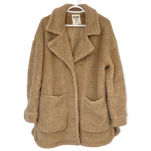 Garage Jackets & Blazers - Brown Button Up Garage Teddy Bear Jacket